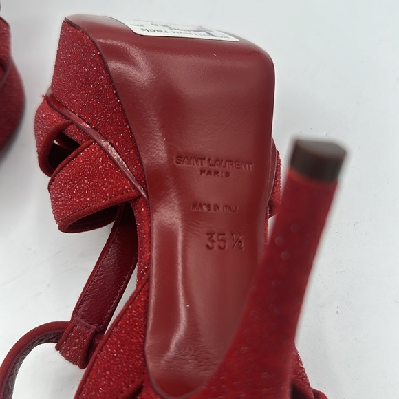 Yves Saint Laurent YSL Tribute 75 Red Glitter Sandals Size 35.5 EU / 5.5 US NWOB - Picture 7 of 10